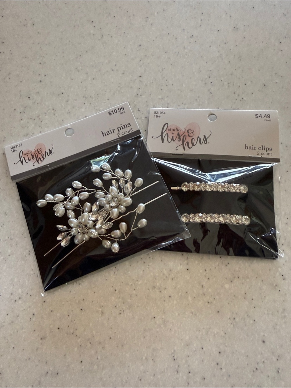 Pearl and Rhinestone Hair Pins and Clips - White